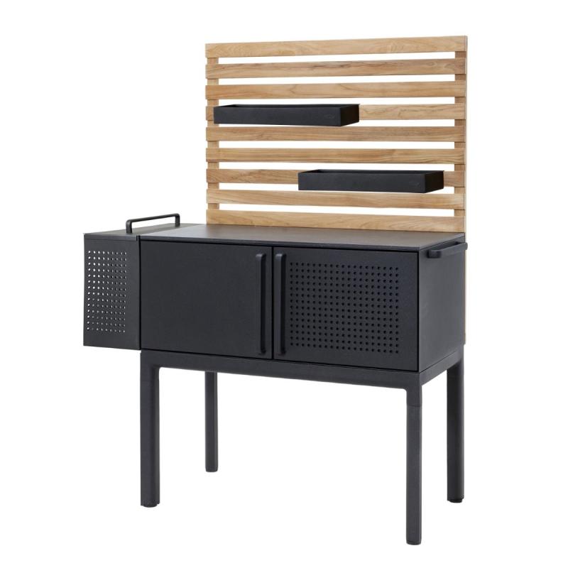 Drop Kitchen Single Module With Table Top (50x100cm) and Teak Wall