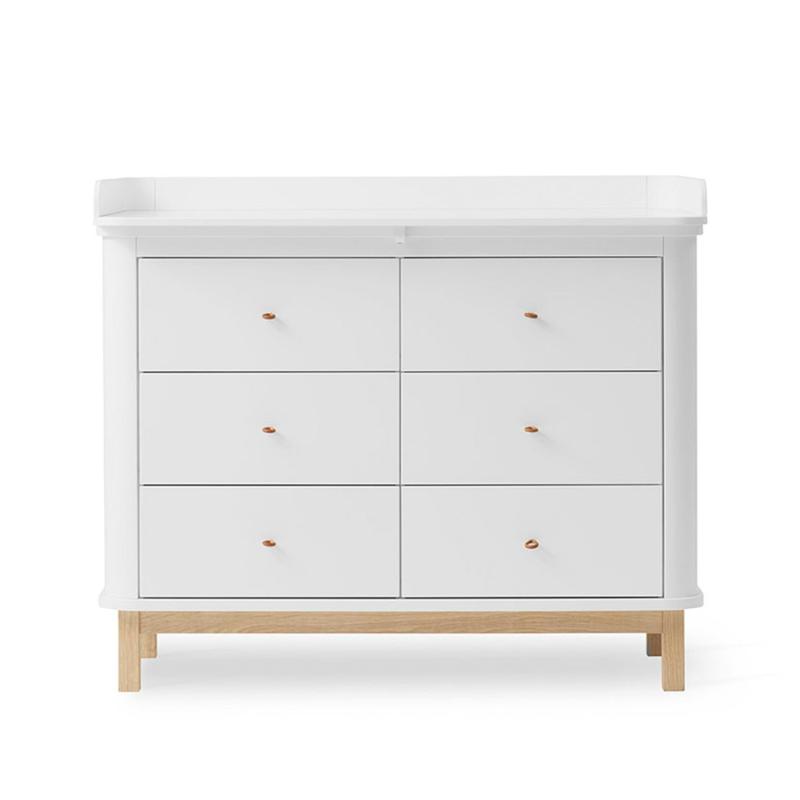 Wood Nursery Dresser With 6 Drawers, With Large Top