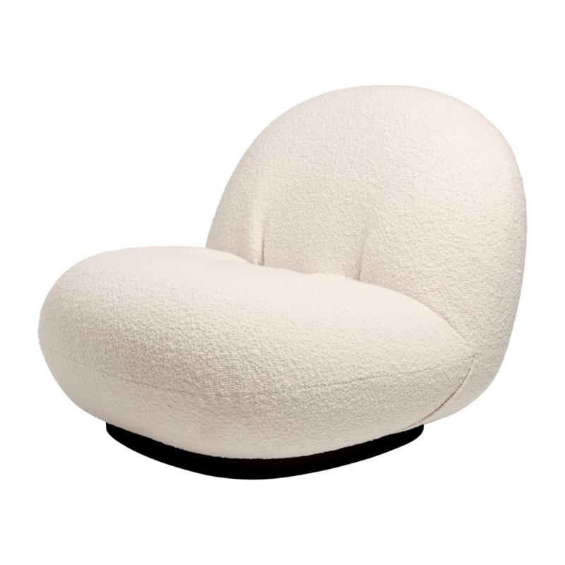 Pacha Lounge Chair, Cream White Upholstery / Black Base