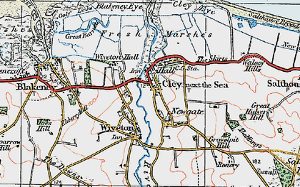 Old map of Cley next the Sea in 1921