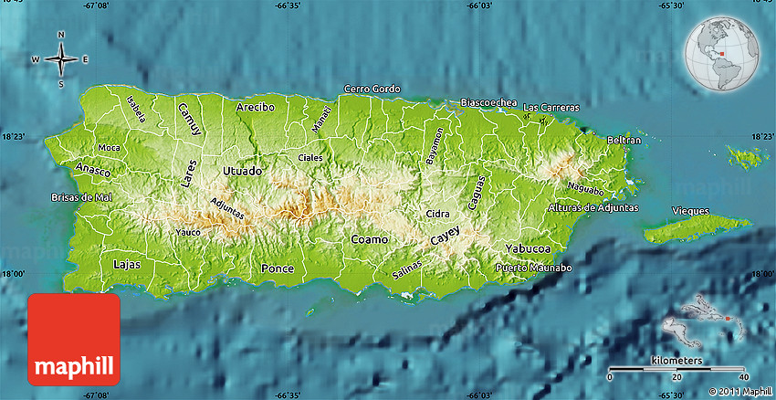 Puerto Rico Map Physical Mapa De Puerto Rico Fotos De Puerto Rico ...