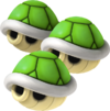 Triple Green Shells from Mario Kart 7.