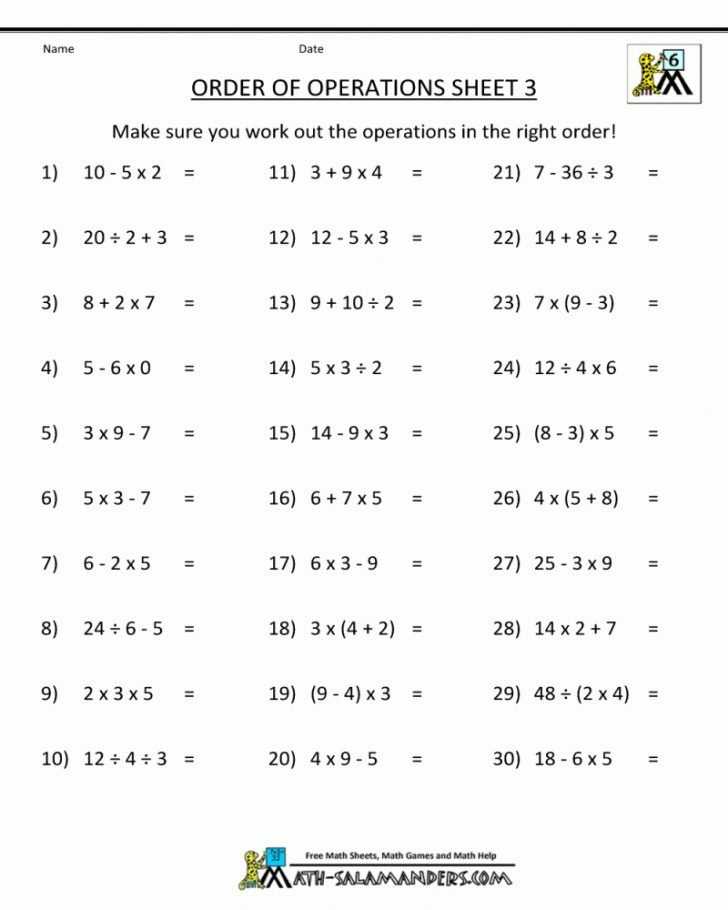 7th Grade Math Worksheets Printable