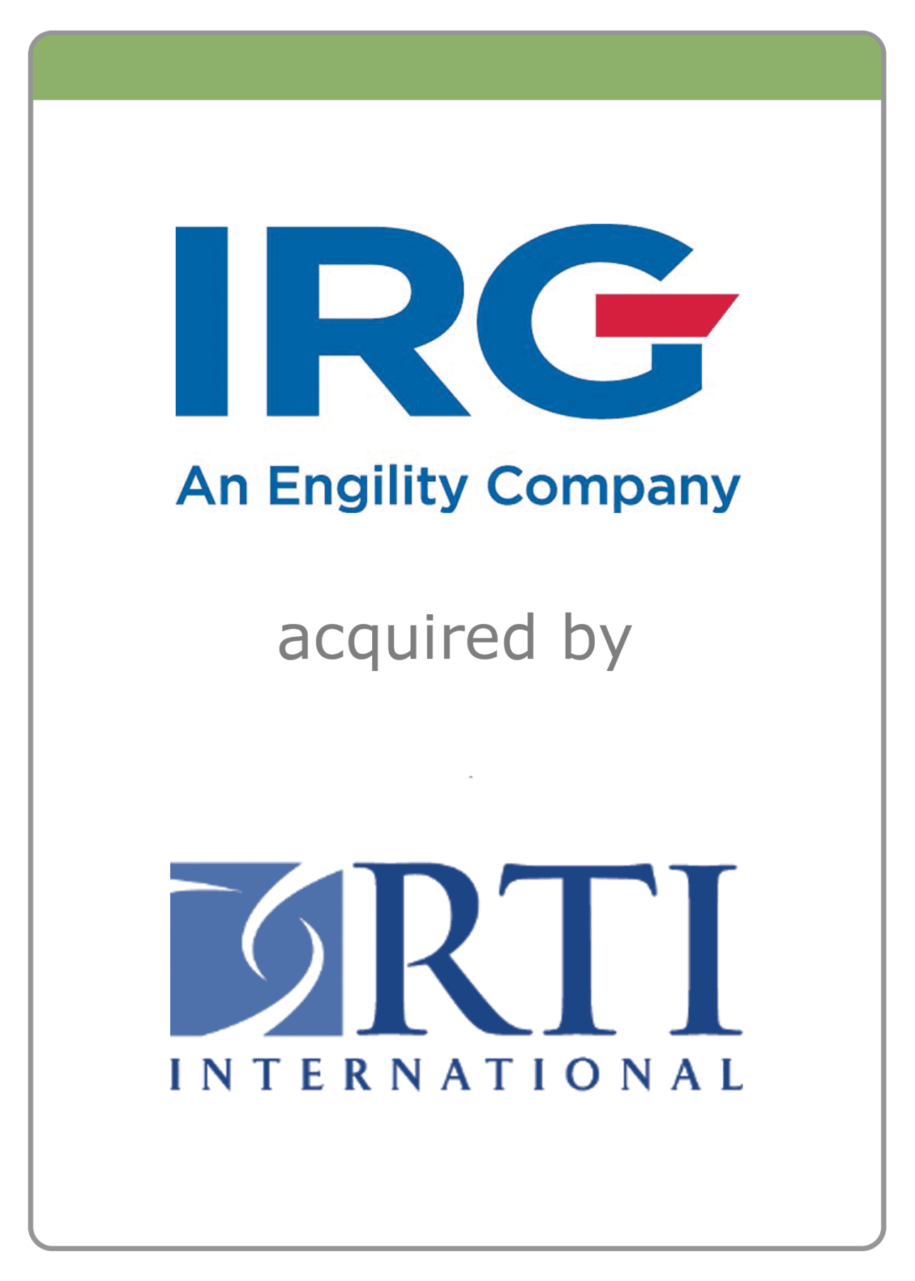 IRG, an Engility Company, Acquired by RTI International