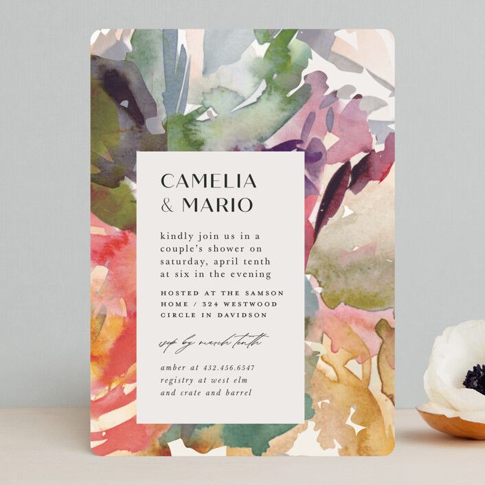 Watercolor wedding shower invitation