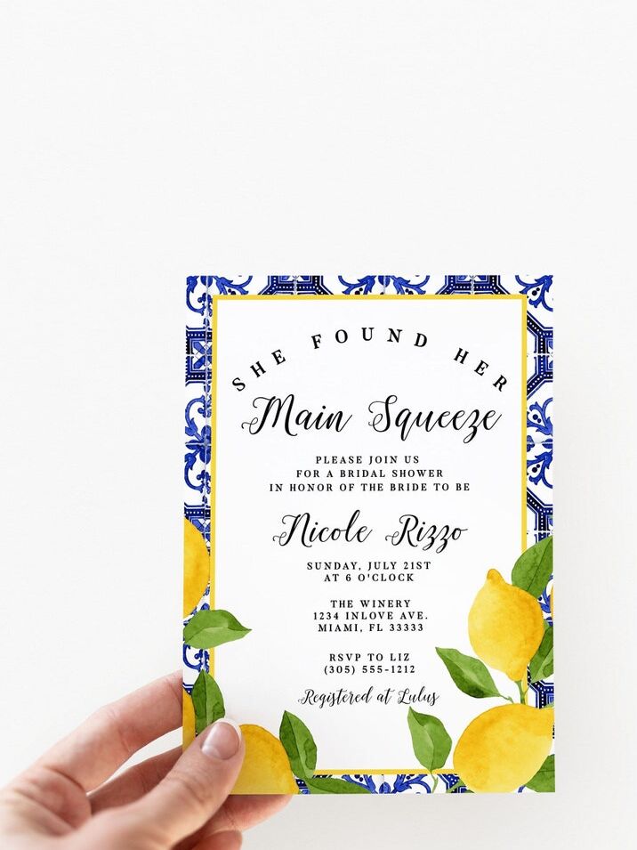 Lemon bridal shower invitation