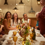 Guests and couple enjoying themselves at an engagement party