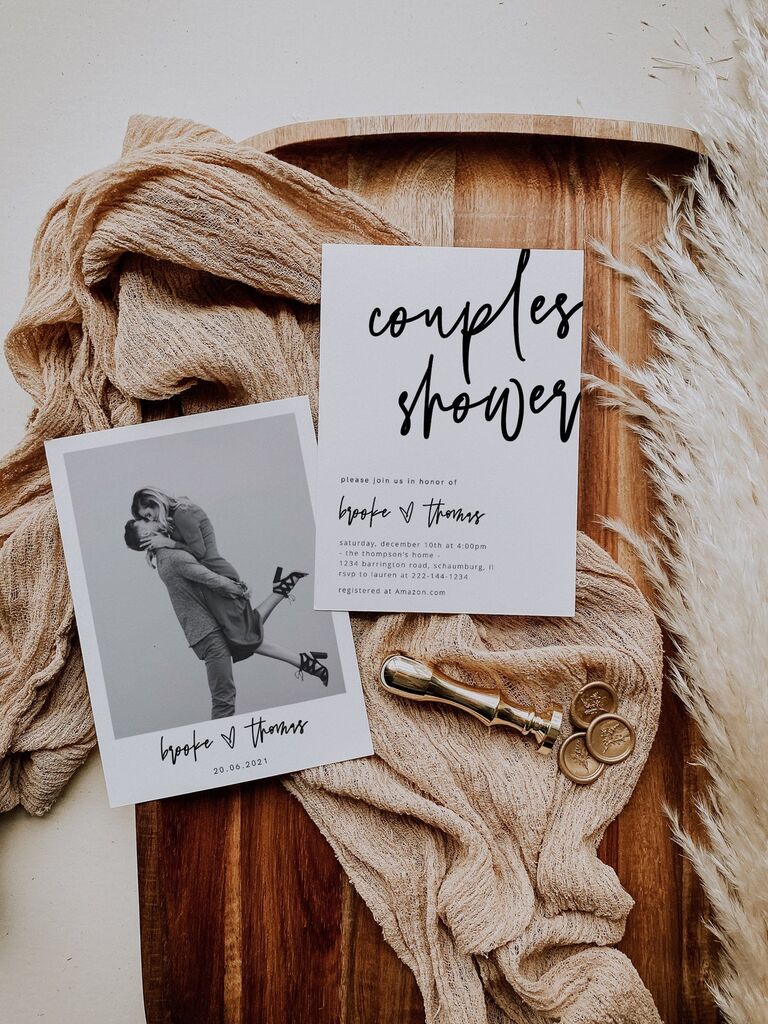 Polaroid-inspired bridal shower invitation