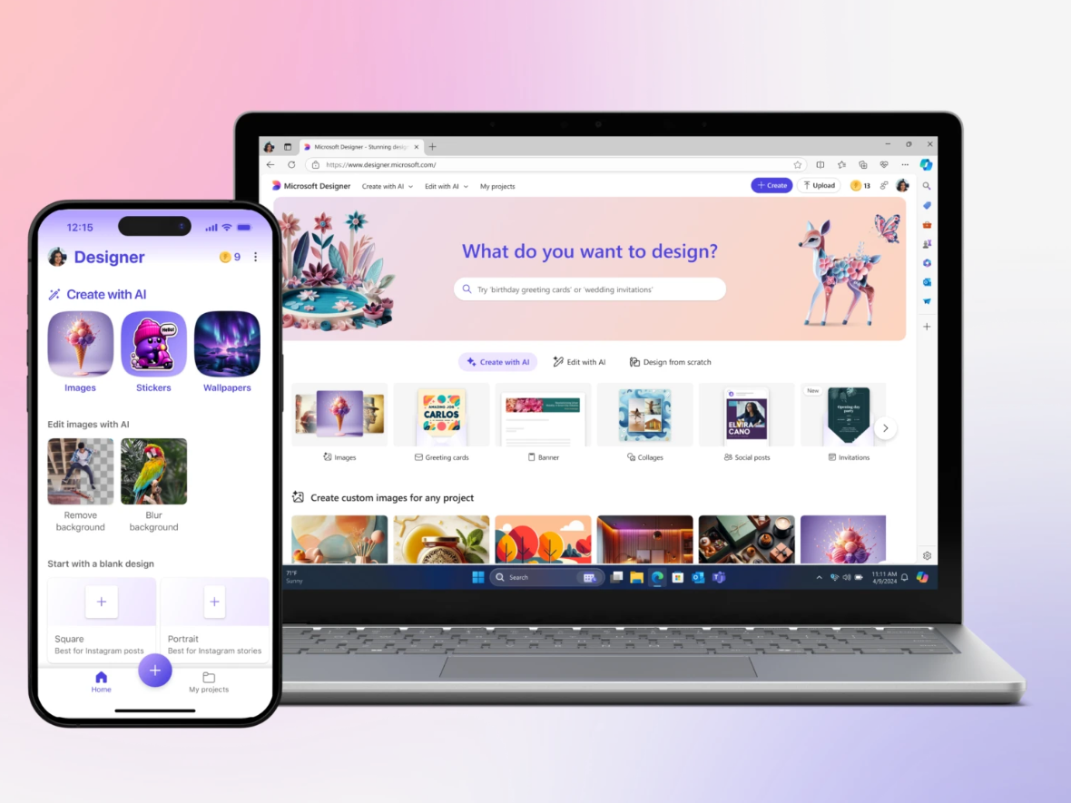 Microsoft Designer, la nuova app zeppa di AI che copia Canva