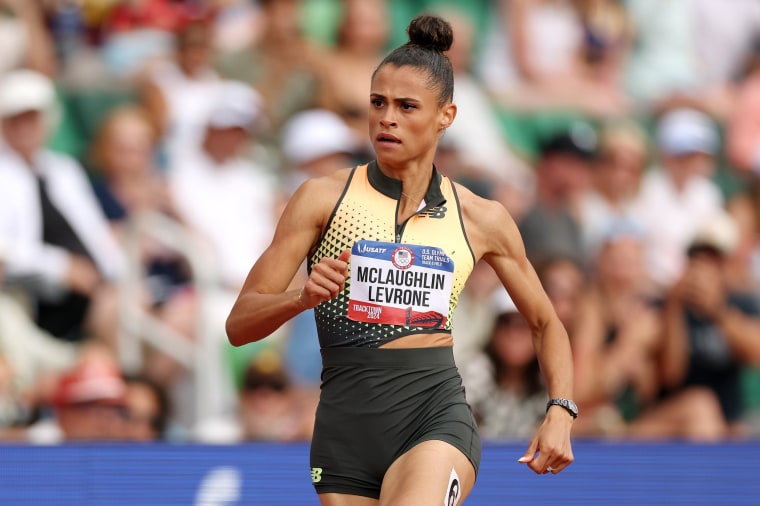 Sydney McLaughlin-Levrone competes in the women's 400 meter hurdles semifinal at the U.S. Olympic Team Trials.