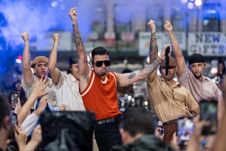 Rauw Alejandro performs on the plaza for the citi concert series on the TODAY show.