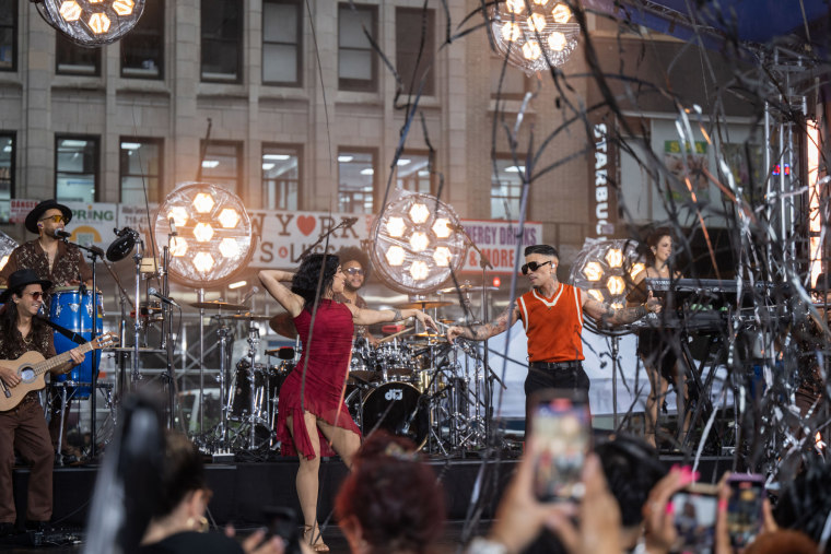 Rauw Alejandro performs on the plaza for the citi concert series on the TODAY show.