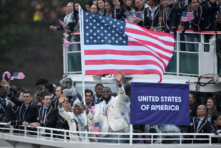 Coco Gauff and Lebron James at the opening ceremony of the Summer Olympics.