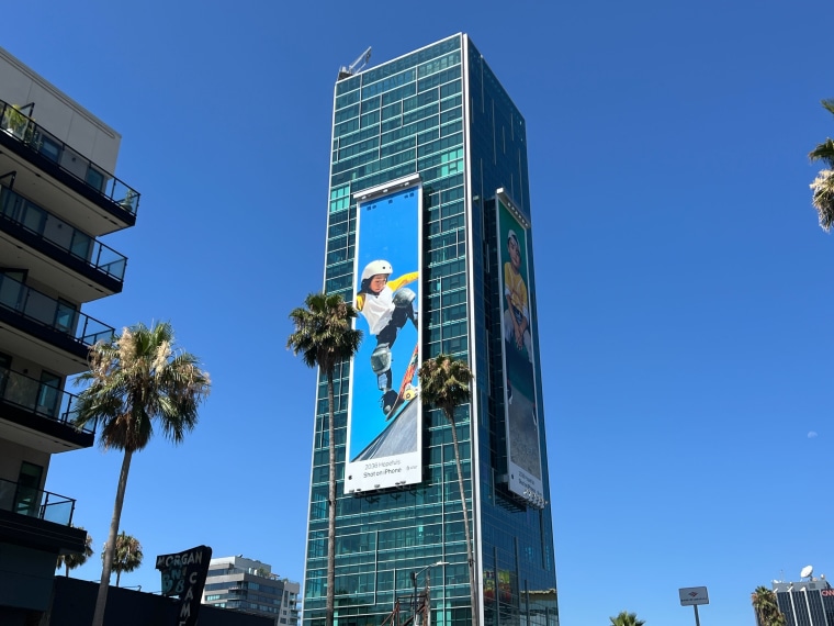 An Apple advertisement in Hollywood, California.