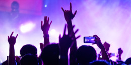 Silhouettes of people enjoying a concert