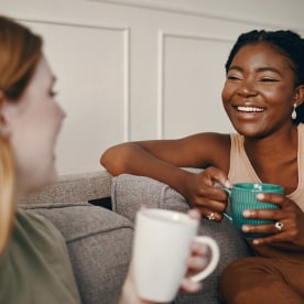 two friends catching up over coffee