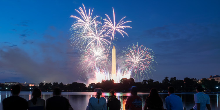 WASHINGTON, DC - JULY 04: Fireworks light up the sky above the