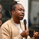 Maurice Mitchell, national director of the Working Families Party, speaks at an event in Atlanta on Sept. 4, 2024.