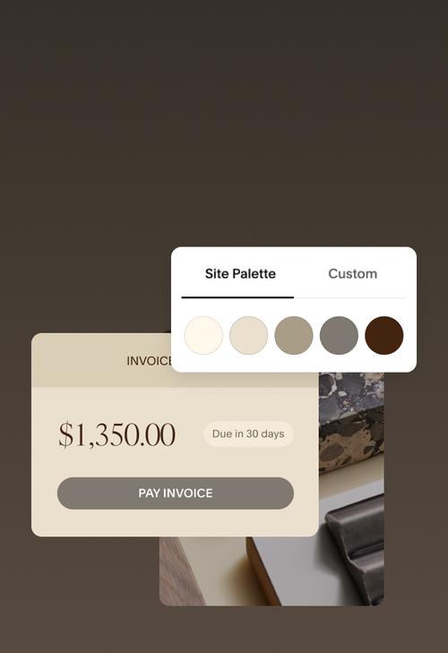 Color palette switcher used to change theme of branded invoice being sent to customer.