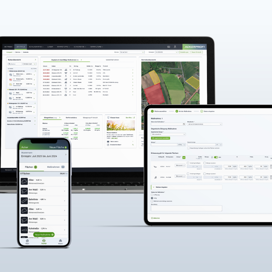 Ackerprofi, Ackerschlagdatei, Endgeräte