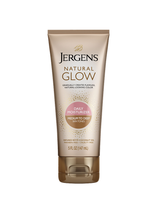 Jergens Natural Glow Daily Moisturizer on clear background