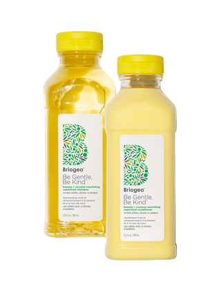 BriogeoBeGentleBeKindBananaCoconutNourishingSuperfoodShampooandConditioner on clear background