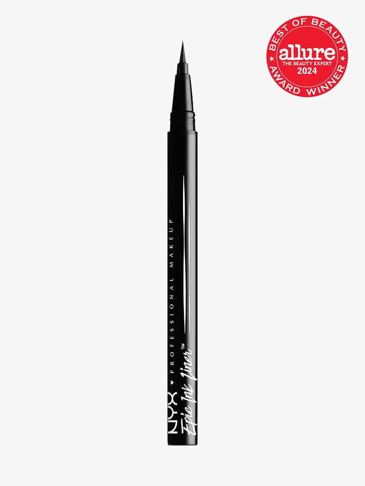 liquid liner in branded black felt tip applicator pen on light gray background with red and white 2024 allure best of beauty seal