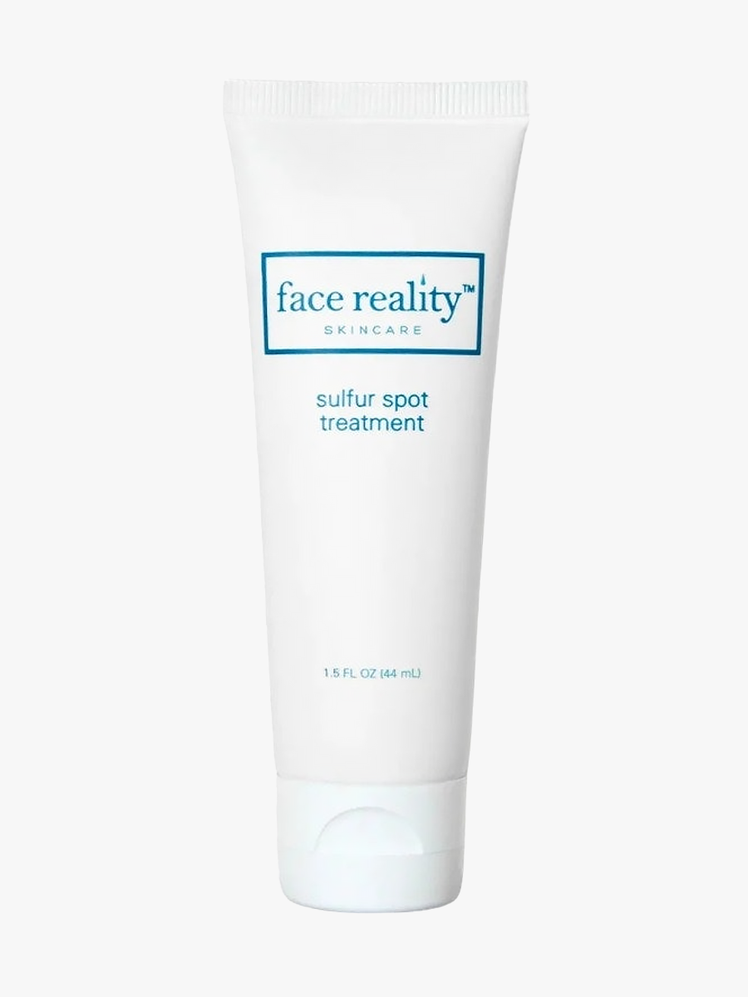 Face Reality Sulfur Spot Treatment in branded tube component on a light gray background