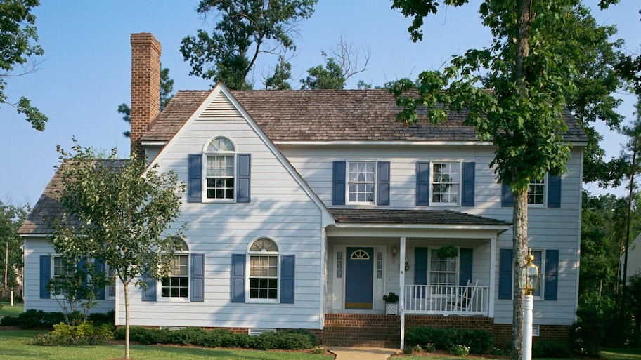 An American contemporary house with a chimney