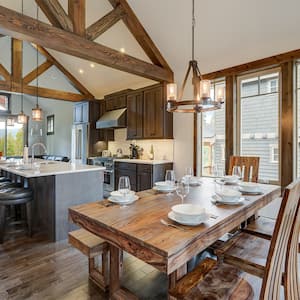 Exposed ceiling support beams in home