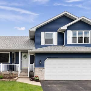 Exterior of a blue suburban home