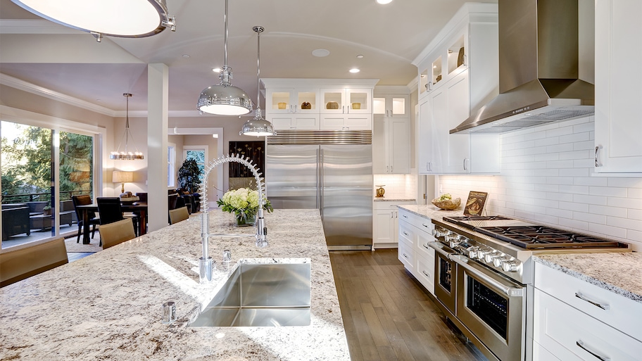 Kitchen island with granite countertop