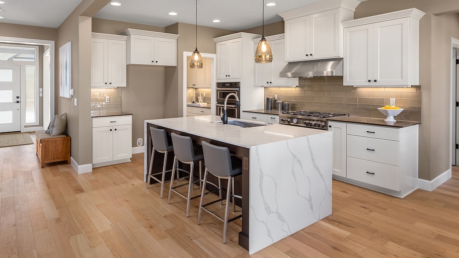 Hardwood floor in a modern kitchen