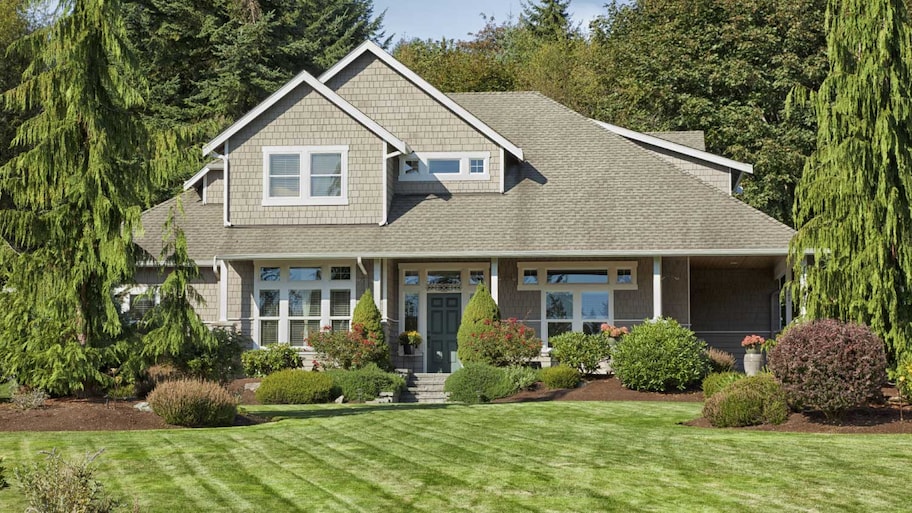 House with lawn and garden