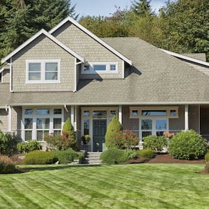 House with lawn and garden