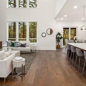 Living room and kitchen in new luxury home 