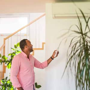 Man using a remote control