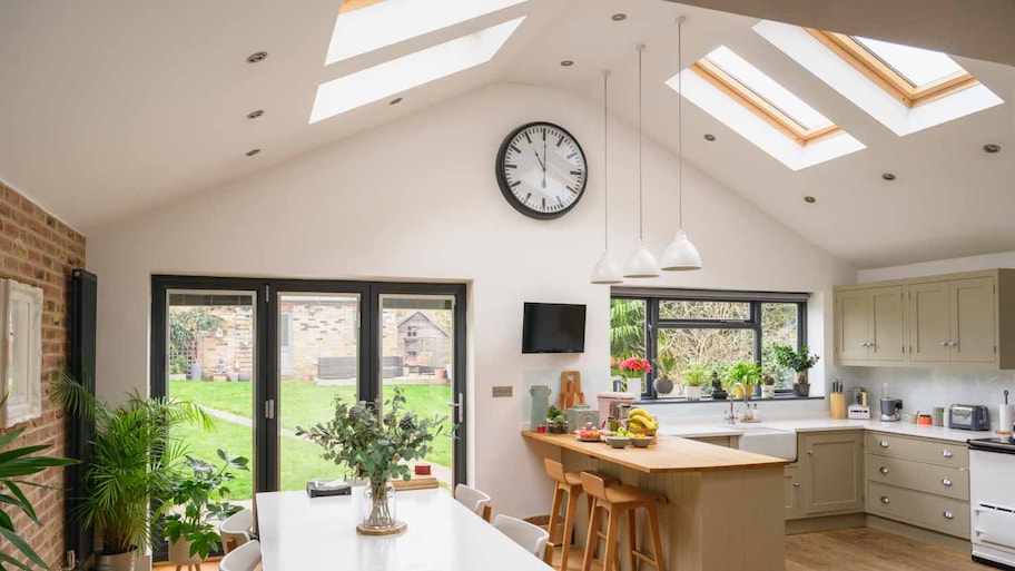 Modern open kitchen with natural light