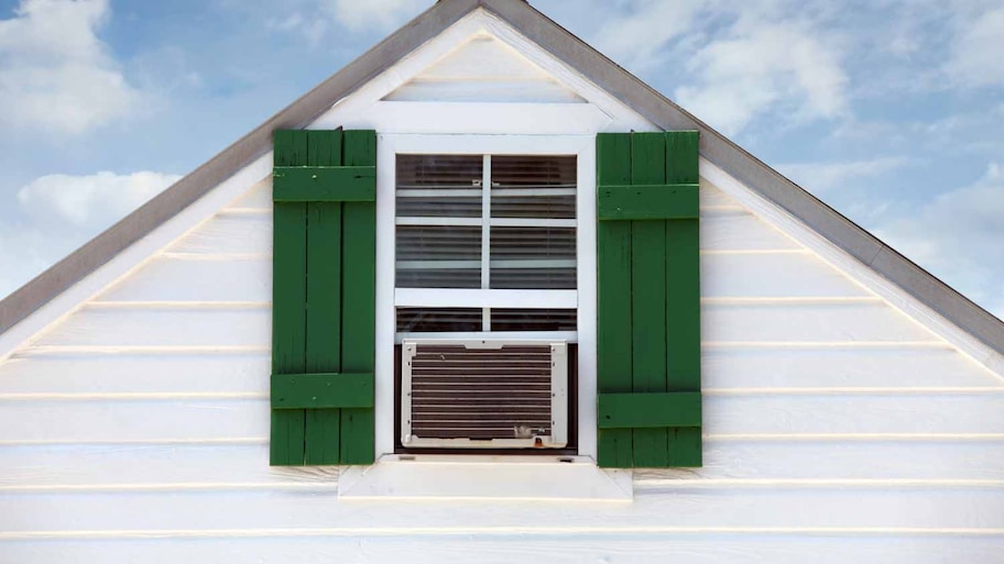 Old house with window air conditioner