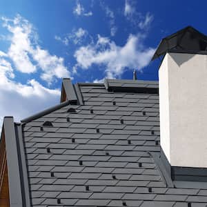 Roof with white chimney