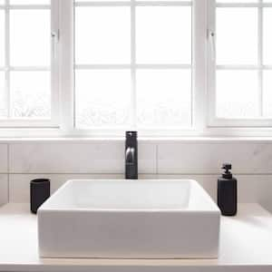 White sink with black accessories