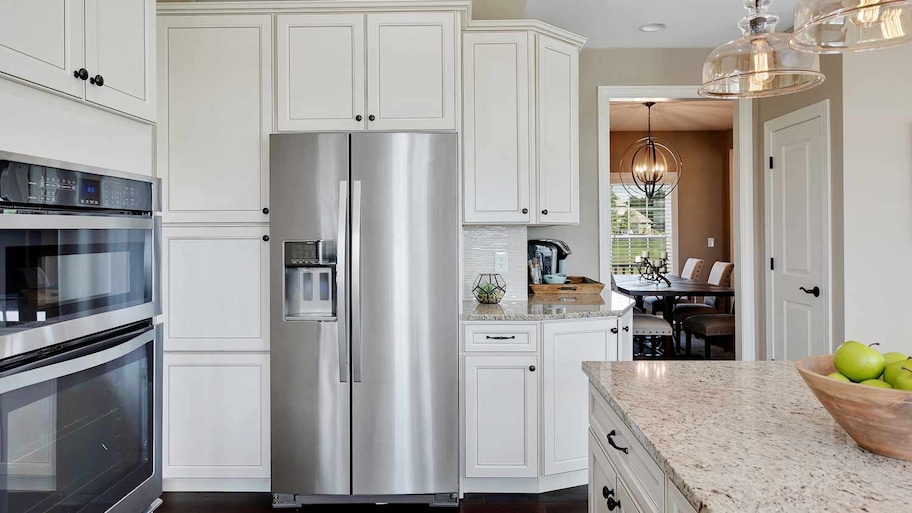 stainless steel fridge in new kitchen