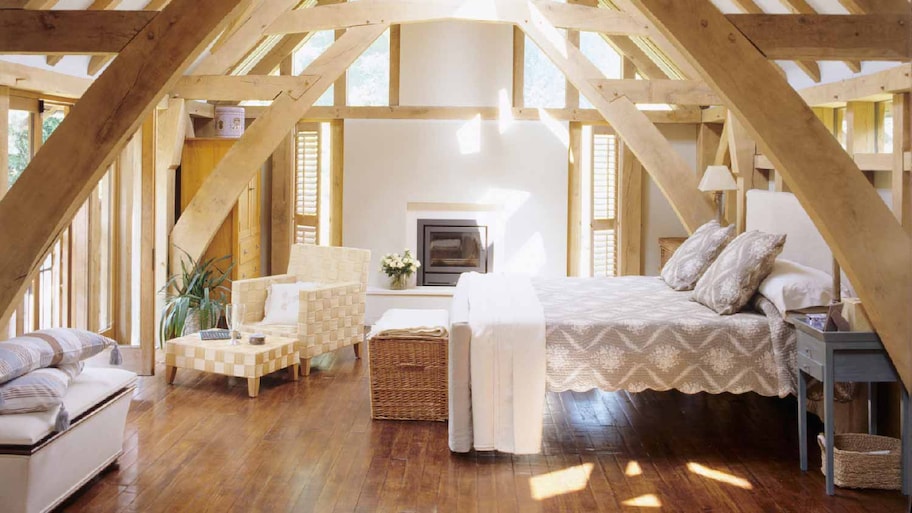 An attic turned into a beautiful Edwardian bedroom