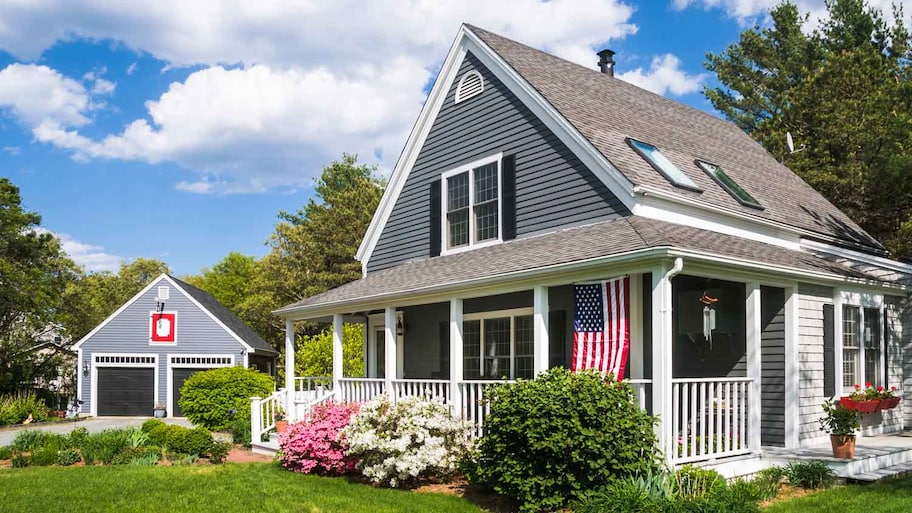 A beautiful house with a detached garage 