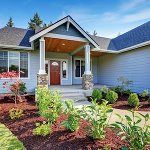 Portico entrance on a suburban home