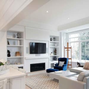 Bright living room with drywall ceiling