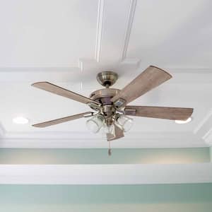 ceiling fan and pale blue turquoise walls