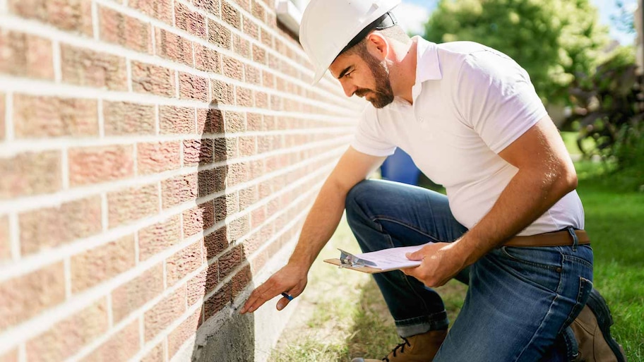 man with clipboard inspecting home