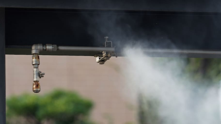 Close-up of a mosquito misting system