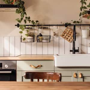 A cozy kitchen with butcher block countertops